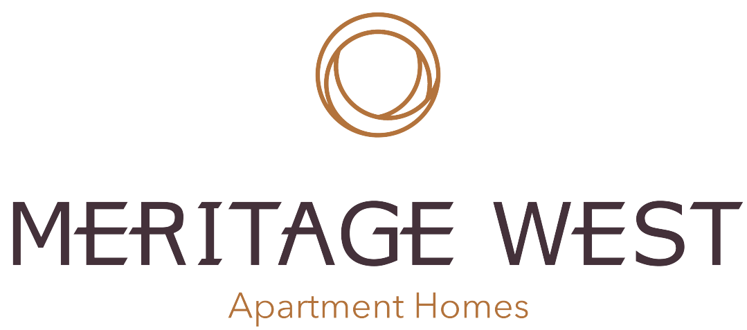 the logo for heritage west apartment homes with the words heritage west appointment homes